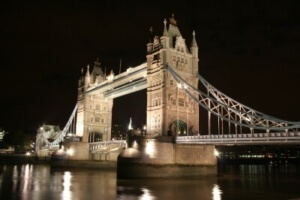 London Bridge at night when studying English in London on evening English language course for adults